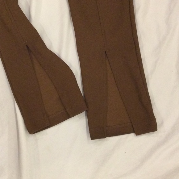 Brown Ribbed Split Hem Stretchy Legging Pants Size Small - Picture 4 of 8
